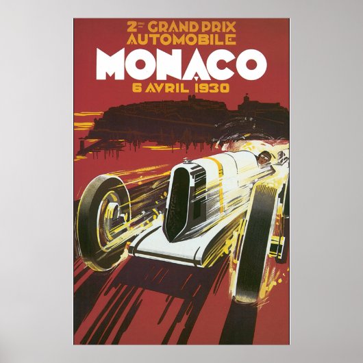 2nd Grand Prix Monaco Vintage Travel Poster ポスター (正面)