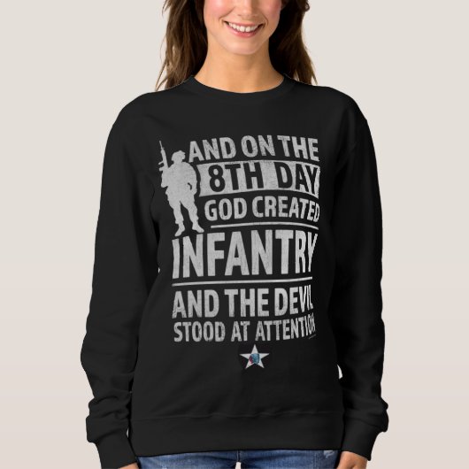 2nd Infantry  God Created Infantry Devil stood Att スウェットシャツ (正面)
