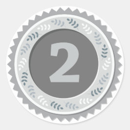 2nd Place Silver Medal Dark ラウンドシール