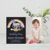 2nd Rainbow Unicorn誕生日招待状写真 招待状 (スタンド正面)