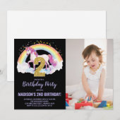 2nd Rainbow Unicorn誕生日招待状写真 招待状 (正面/裏面)