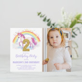 2nd Rainbow Unicorn誕生日招待状写真 招待状 (スタンド正面)