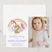 2nd Rainbow Unicorn誕生日招待状写真 招待状 (正面/裏面)