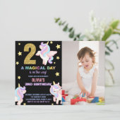 2nd Rainbow Unicorn誕生日招待状w photo 招待状 (スタンド正面)