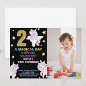 2nd Rainbow Unicorn誕生日招待状w photo 招待状 (正面/裏面)