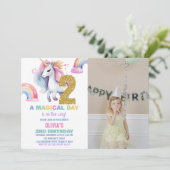 2nd Rainbow Unicorn誕生日招待状w photo 招待状 (スタンド正面)