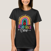 2nd Second Grade Crew Rainbow Leopard Teacher Back Tシャツ (正面)