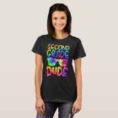 2nd Second Grade Dude Tie Dye Sunglasses Boys Back Tシャツ (正面フル)