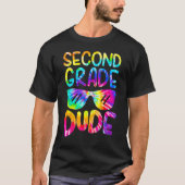2nd Second Grade Dude Tie Dye Sunglasses Boys Back Tシャツ (正面)