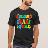 2nd Second Grade Squad Retro Groovy Teacher Back T Tシャツ (正面)