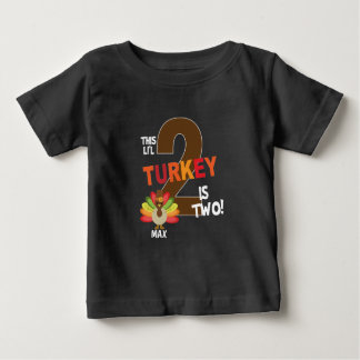 2nd thankgiving birthday party li'l turkey is 2 ベビーTシャツ