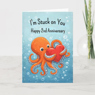 2nd wedding anniversary Octupus lover カード