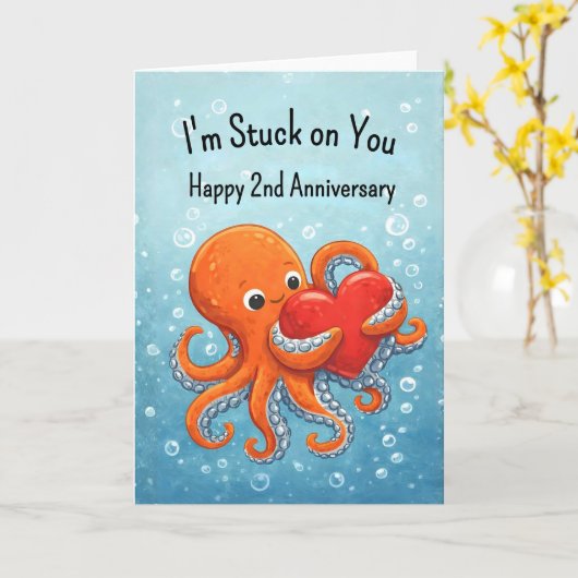 2nd wedding anniversary Octupus lover カード (黄色い花)
