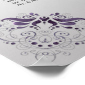 #2Ornate紫の銀のフローラ渦巻き旋回の座席表 ポスター (角)
