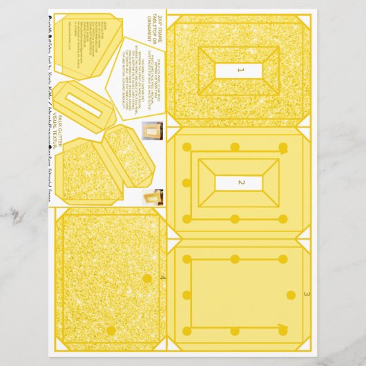 2xきらきら光る3フォト用金ゴールド自分用フレームパターン (正面)