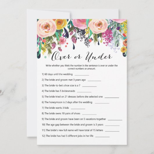 2xゲームガーデンブライダルシャワーゲーム5x7 招待状 (正面)