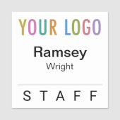 2x2スタッフネームバッジイベントロゴピンまたはマグネット 名札 (正面)