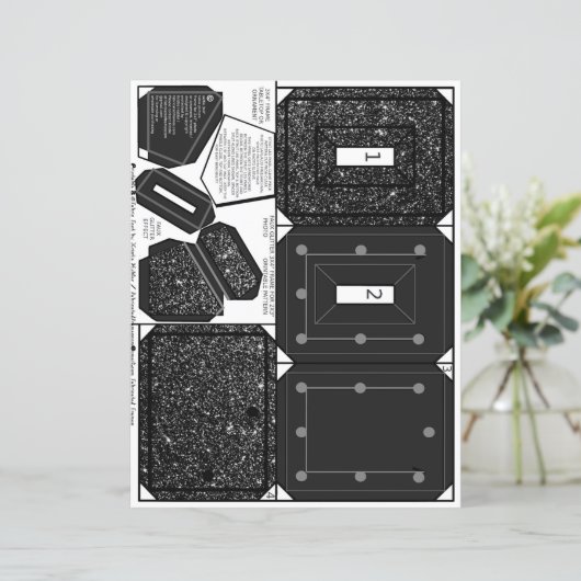 2x3きらきら光る写真用の黒いセルフフレームパターン (スタンド正面)