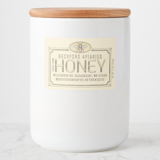 2x3"金属製金ゴールド3Dフレーム蜂蜜ラベル（ビー付き） フードラベル (正面)