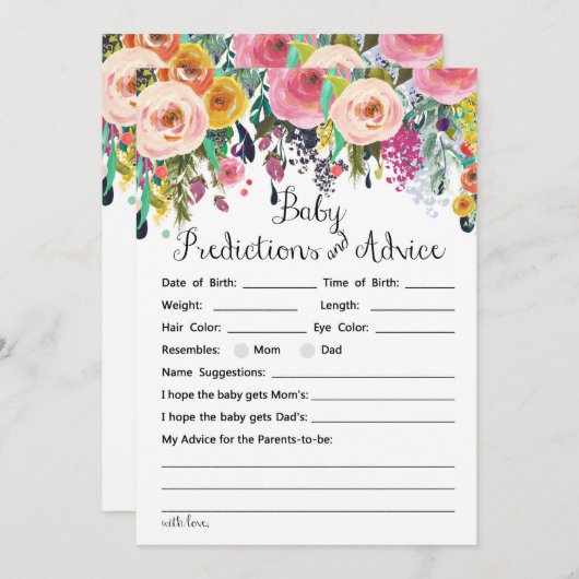 2x Games Flower Garden Baby Shawer 5x7インチサイズ 招待状 (正面/裏面)