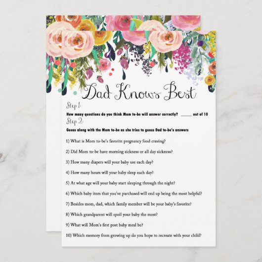 2x Games Flower Garden Baby Shower Game 5x7 招待状 (正面/裏面)