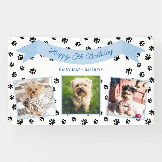 3枚の写真黒の足跡青いペット誕生日 横断幕 Zazzle Co Jp 3枚の写真黒の足跡青いペット誕生日 横断幕 Zazzle Co Jp