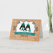 3おもしろいクリスマスペンギンカスタムファミリー シーズンカード (正面)