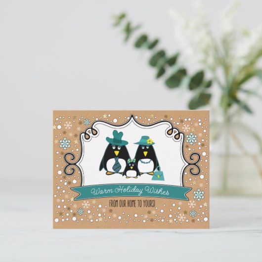 3おもしろい枚のクリスマスポストカードのペンギン科 シーズンポストカード (スタンド正面)