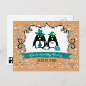 3おもしろい枚のクリスマスポストカードのペンギン科 シーズンポストカード (正面/裏面)