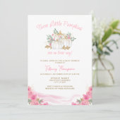 3かぼちゃのオンウェイ秋ガールトリプレットベビーシャワー 招待状 (スタンド正面)