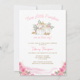 3かぼちゃのオンウェイ秋ガールトリプレットベビーシャワー 招待状