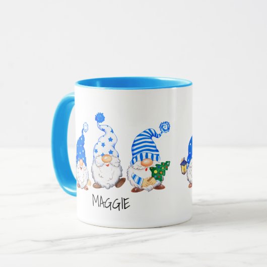 3かわいいクリスマス格言名前をカスタムする2トーンマグカップ マグカップ (正面左)