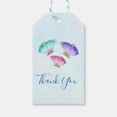 3かわいいパステル水彩蝶ありがとう ギフトタグ (正面)