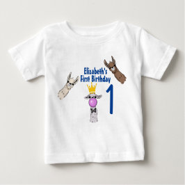 3かわいいラマ顔イラストレーション1歳 ベビーTシャツ