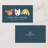 3かわいい犬の顔|の動物愛好家|のペットの世話 名刺 (正面/裏面)