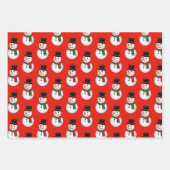 3かわいい雪だるま&サンタクリスマスラッピング紙 ラッピングペーパーシート (正面3)