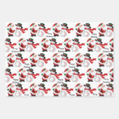 3かわいい雪だるま&サンタクリスマスラッピング紙 ラッピングペーパーシート (正面2)