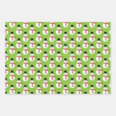 3かわいい雪だるま&サンタクリスマスラッピング紙 ラッピングペーパーシート (正面)