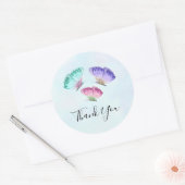 3かわいらしパステルウォーター色蝶ありがとう ラウンドシール (封筒)