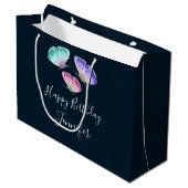 3かわいらしパステルウォーター色蝶誕生日 ラージペーパーバッグ (正面アングル)