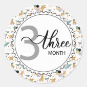 3か月のマイルストーンベビーのグラフとバルーン ラウンドシール (正面)