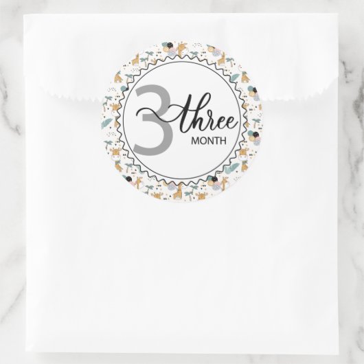 3か月のマイルストーンベビーのグラフとバルーン ラウンドシール (バッグ)