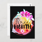 3か月の古いベビーマイルストーンのラベル ポストカード (正面/裏面)