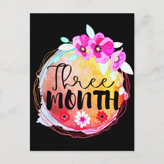 3か月の古いベビーマイルストーンのラベル ポストカード (正面)