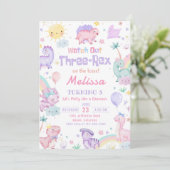 3さいのトリケラのピンク恐竜パーティー 招待状 (スタンド正面)