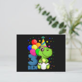 3さいの恐竜の3歳誕生日 ポストカード (スタンド正面)