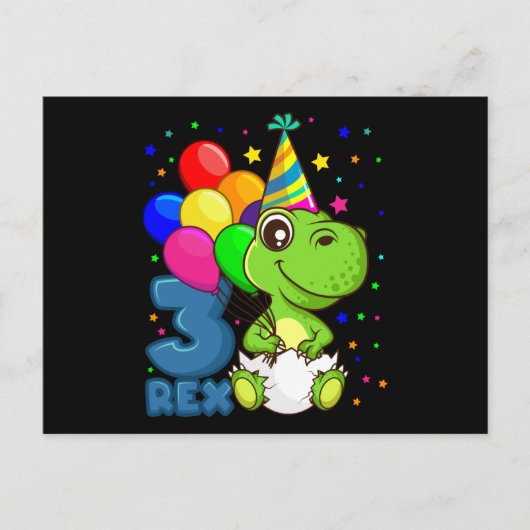3さいの恐竜の3歳誕生日 ポストカード (正面)