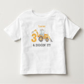 3さいの誕生日おめでとう！建設作業員 トドラーTシャツ (正面)