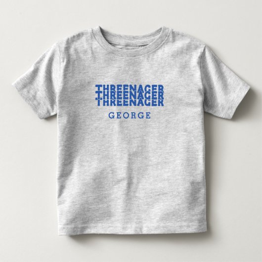 3さいレトロ文字名前 青いテキスト トドラーTシャツ (正面)