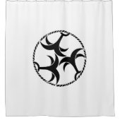 3つのいかりとロープ シャワーカーテン (正面)